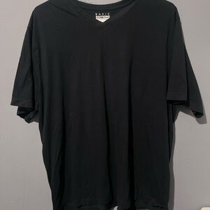 Basic Editions Black V-Neck Short Sleeve Tee
